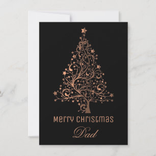 Starry Christmas Tree Black Brown Metallic Look Holiday Card