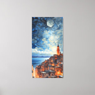 Starry Coast Town Canvas Print