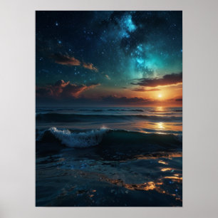 Starry Cosmic Ocean Poster