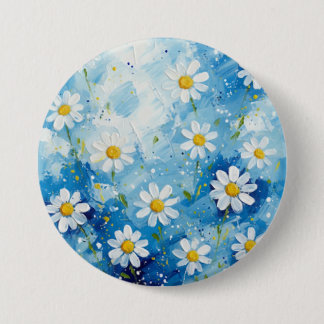 Starry Daisies on Midnight Blue 7.5 Cm Round Badge