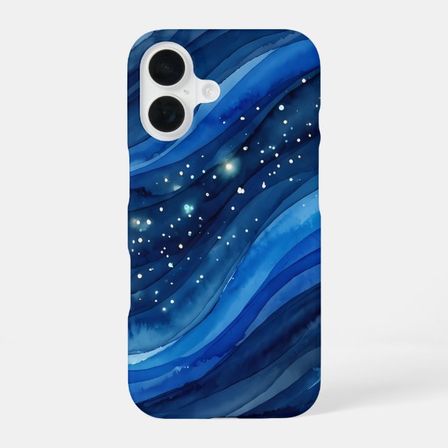 Starry Deep Sea Watercolor iPhone 16 Case (Back)