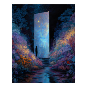 Starry Dream Gateway Purple Blue Fantasy Art Poster