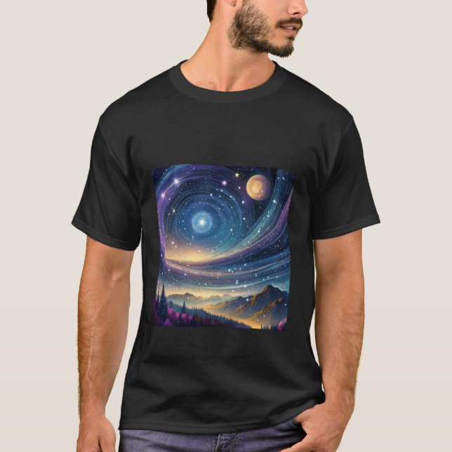 Starry Dusk: Celestial Art T-Shirt (Front)