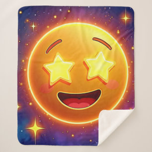 Starry-Eyed Emoji Joy Sherpa Blanket