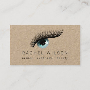 starry eyelash Rustic kraft makeup artist lash Business Card