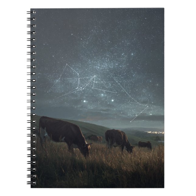 Starry Field Cosmic Cow Notebook (Front)