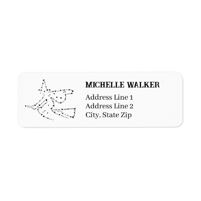 Starry Flying Witch | Elegant Black Return Address (Front)