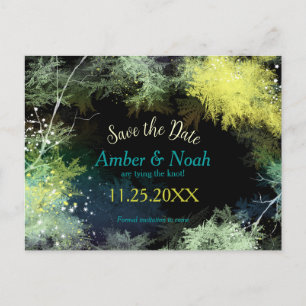 Starry Forest Evening Wedding Save the Date Announcement Postcard