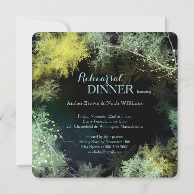 Starry Forest Wedding Rehearsal Dinner Invitation (Front)
