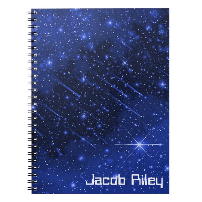 Starry Galaxy with Custom Name Notebook (Front)