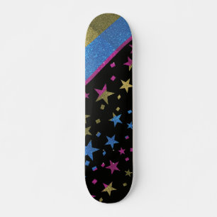 Starry Gay Pride Flag Sparkly Pansexual Glitter Skateboard