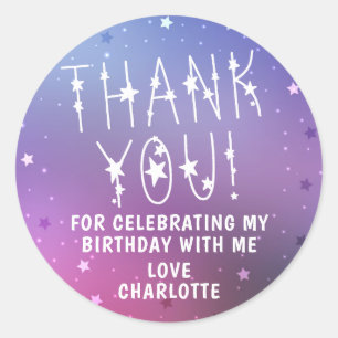 Starry Girls Sleepover Star Thank You Classic Round Sticker