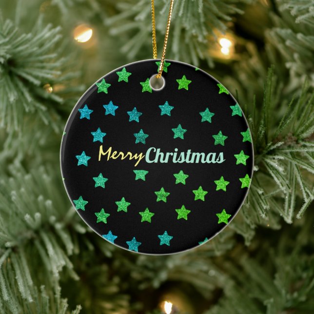 Starry Glittery Merry Christmas  Ceramic Tree Decoration (Tree)