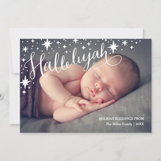 Starry Hallelujah Full Photo | Religious Christmas Holiday Card (Front)