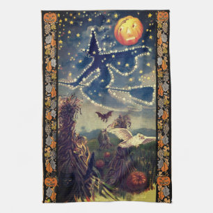 Starry Halloween Night Tea Towel