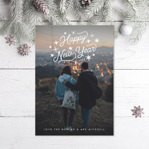 Starry Happy New Year Photo Holiday Card