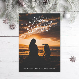 Starry Happy New Year Photo Holiday Card