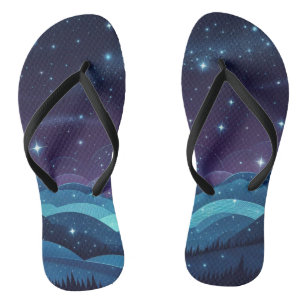 Starry Hills Night Flip Flops
