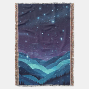 Starry Hills Night Throw Blanket