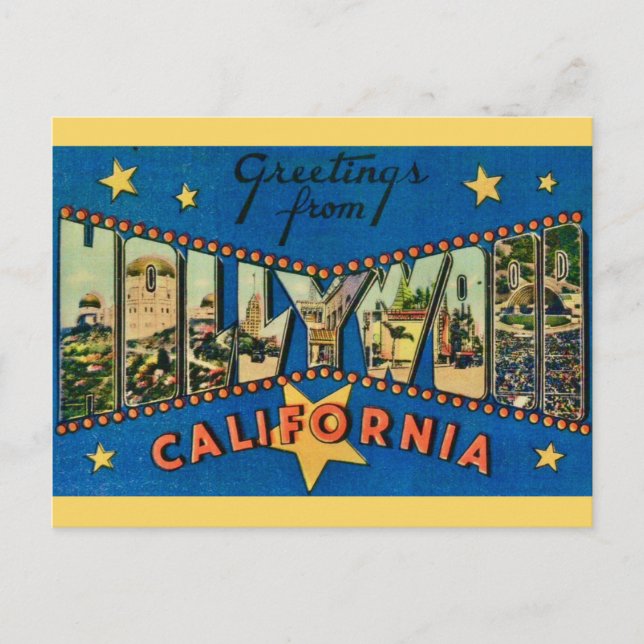 Starry Hollywood California Mug Postcard (Front)