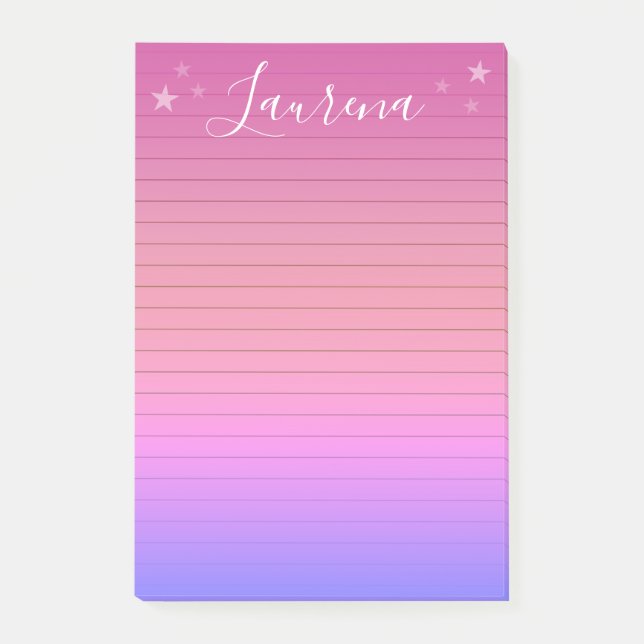 Starry Hues Personalised Name Notepad (Pink) (Front)