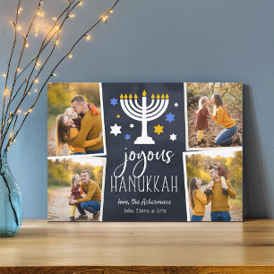 Starry Lights Hanukkah Photo Collage Card