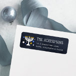 Starry Lights | Hanukkah Return Address<br><div class="desc">Festive return address labels for your Hanukkah cards and seasonal mailings feature your name and return address alongside a lit menorah illustration accented with stars.</div>