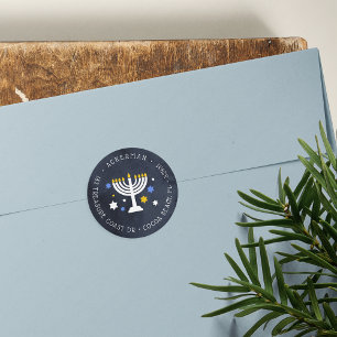 Starry Lights Hanukkah Return Address Sticker