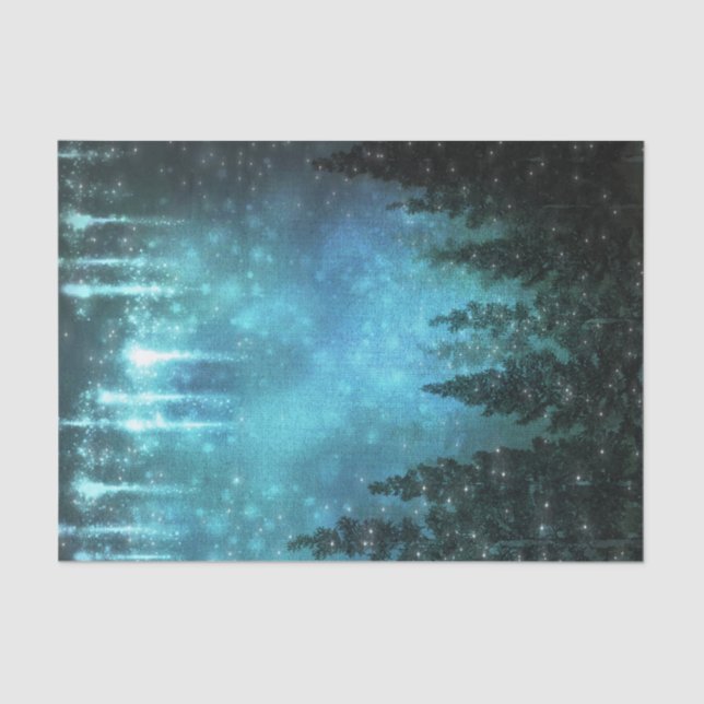 Starry Lights Rustic Pine Trees Country Packaging Tissue Paper (Front)