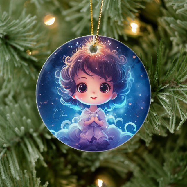 Starry Little Princess Nighttime Girly Personalise Ceramic Tree Decoration (Tree)