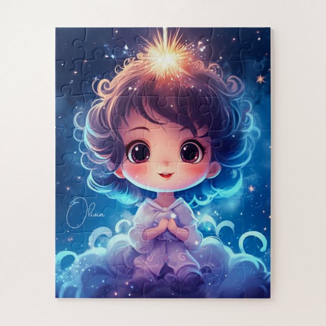 Starry Little Princess Nighttime Girly Personalise Jigsaw Puzzle (Vertical)