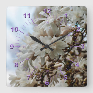 Starry Magnolia 5781 Square Wall Clock