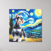 Starry Miniature Schnauzer Dog Portrait