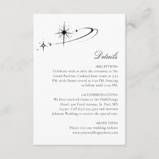 Starry Minimalist Celestial Wedding Details Enclosure Card
