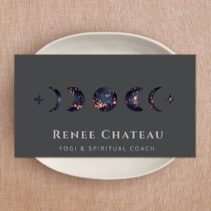 Starry Moon Phase Yoga Spiritual Healer Business Card