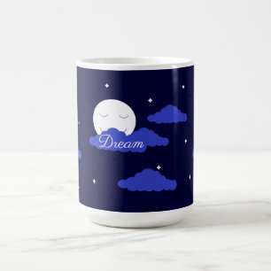 Starry Moon with Clouds:  Dark Blue Coffee Mug
