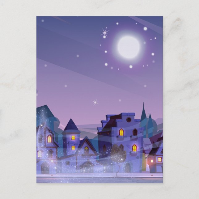Starry moonlight houses postcard (Front)