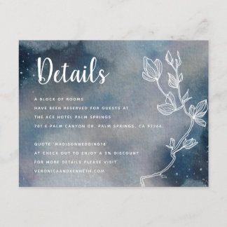 Starry Moonlit Night Monogram Wedding Detials Enclosure Card