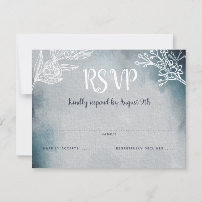 Starry Moonlit Night Monogram Wedding RSVP (Front)