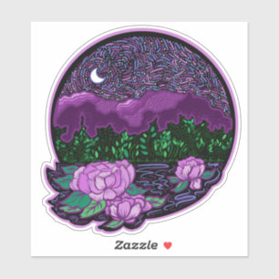 Starry Moonlit Night on a Lake Sticker