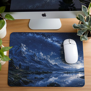 Starry Mountain Lake Escape Mouse Mat