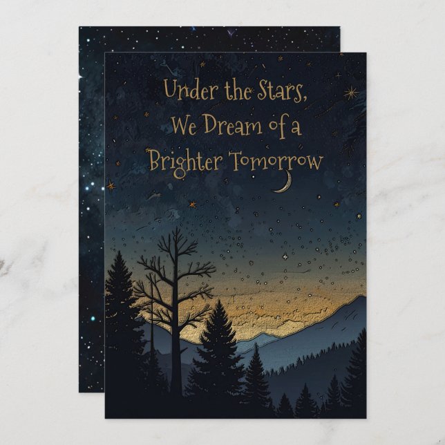 Starry New Year Golden Dreams Holiday Card (Front/Back)