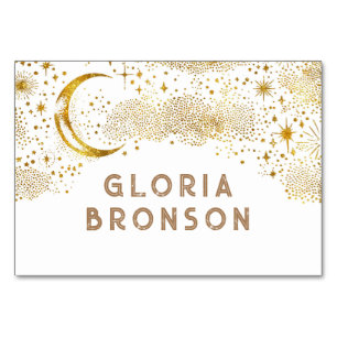 Starry Nigh Moon Individual Guest Names Table Card