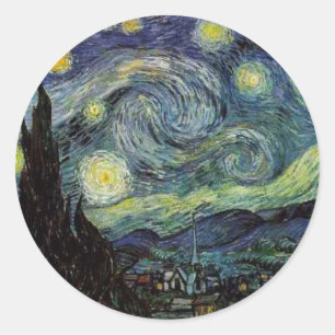 starry night,1889,Vincent van Gogh Classic Round Sticker
