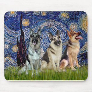 Starry Night - 3 German Shepherds Mouse Mat