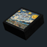 Starry Night after Vincent Van Gogh Christmas Gift Box<br><div class="desc">Starry Night painting repainted after Vincent Van Gogh's famous painting with fully customisable text "Merry Christmas" wooden giftbox. A colourful repainted version of the artwork "Starry Night" after painter Van Gogh with a swirling starry sky at night with stars twinkling and moon shining and a little village with a church...</div>