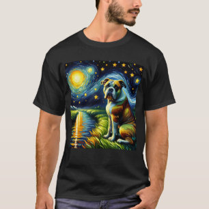 Starry Night American Bulldog Dog Van Gogh Lover T-Shirt