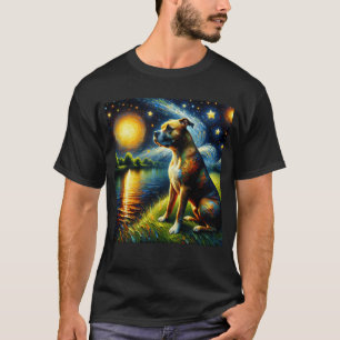 Starry Night American Staffordshire Terrier Dog T-Shirt