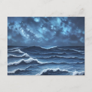 Starry Night and Ocean Waves Postcard