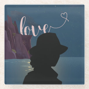 Starry Night Anime Sky – Romantic Celestial Design Glass Coaster